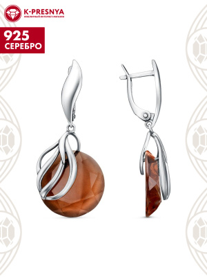 Серьги серебро 925 пробы, покрытие - оксидирование, вставка - топаз (искусственный)