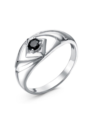 Кольцо серебро 925 пробы, покрытие - родирование, вставка - фианит (недрагоценный камень)