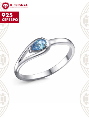 Кольцо серебро 925 пробы, покрытие - родирование, вставка - фианит (недрагоценный камень)