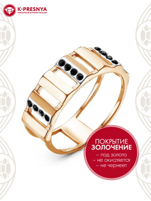 Кольцо бижутерия, покрытие - золочение, выборочное родирование, вставка - стекло ювелирное preciosa