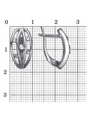 Серьги бижутерия, покрытие - серебрение с оксидированием, отделка - алмазная грань, без вставок