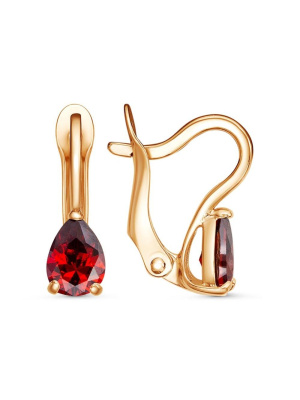 Серьги бижутерия, покрытие - золочение, вставка - фианит (недрагоценный камень)