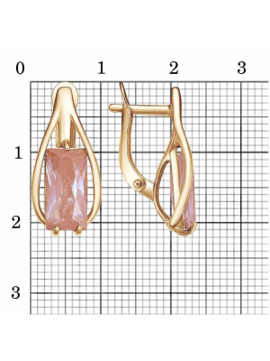 Серьги серебро 925 пробы, покрытие - золочение, вставка - ситалл собственной огранки
