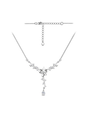 Колье серебро 925 пробы, без покрытия, вставка - фианит (недрагоценный камень)