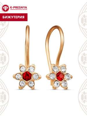 Серьги бижутерия, покрытие - золочение, вставка - стекло ювелирное preciosa