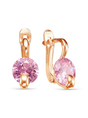 Серьги бижутерия, покрытие - золочение, вставка - фианит (недрагоценный камень)