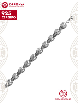 Браслет серебро 925 пробы, покрытие - оксидирование, без вставок