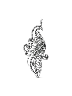 Брошь серебро 925 пробы, покрытие - оксидирование, без вставок