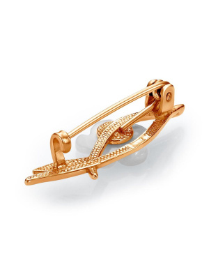 Брошь бижутерия, покрытие - золочение, вставка - перламутр