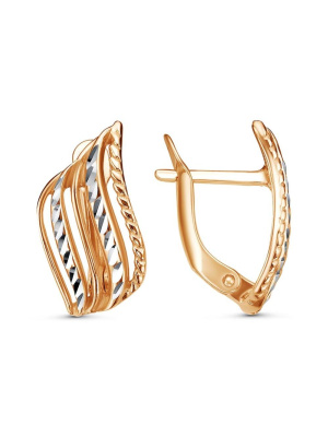 Серьги бижутерия, покрытие - золочение, отделка - алмазная грань, без вставок