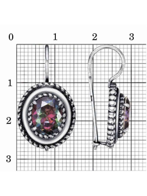 Серьги бижутерия, покрытие - серебрение с оксидированием, вставка - фианит (недрагоценный камень)