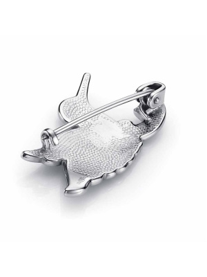 Брошь серебро 925 пробы, покрытие - платинирование, отделка - эмаль, без вставок