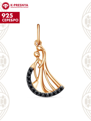 Подвеска серебро 925 пробы, покрытие - золочение, выборочное родирование, вставка - фианит (недрагоценный камень)