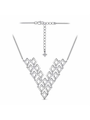 Колье серебро 925 пробы, покрытие - платинирование, без вставок