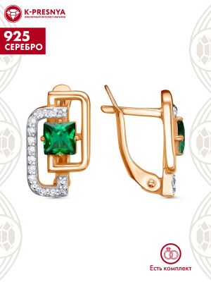 Серьги серебро 925 пробы, покрытие - золочение, выборочное родирование