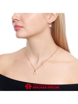 Серьги серебро 925 пробы, покрытие - золочение, вставка - фианит (недрагоценный камень)