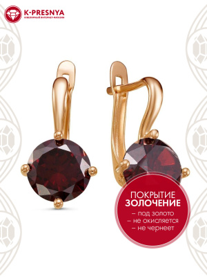 Серьги бижутерия, покрытие - золочение, вставка - фианит (недрагоценный камень)