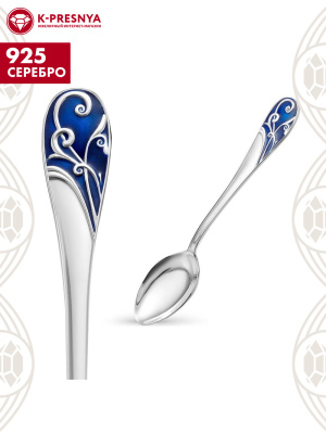 Ложка чайная "версаль" серебро 925 пробы, без покрытия, отделка - эмаль, без вставок