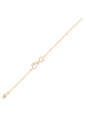 Браслет серебро 925 пробы, покрытие - золочение, вставка - фианит (недрагоценный камень)