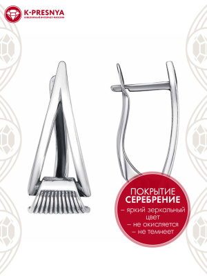 Серьги бижутерия, покрытие - серебрение с оксидированием, без вставок