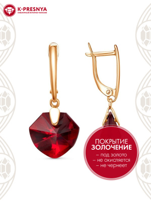Серьги бижутерия, покрытие - золочение, вставка - стекло ювелирное собственной огранки