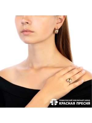 Серьги бижутерия, покрытие - серебрение с оксидированием, вставка - ювелирное стекло европейской огранки