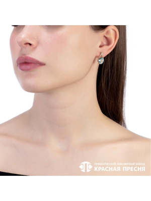 Серьги серебро 925 пробы, покрытие - золочение, выборочное родирование