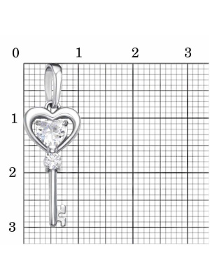 Подвеска серебро 925 пробы, покрытие - платинирование, вставка - фианит (недрагоценный камень)