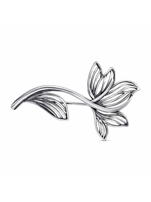 Брошь серебро 925 пробы, покрытие - оксидирование, без вставок