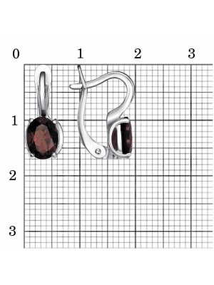 Серьги серебро 925 пробы, покрытие - родирование, вставка - гранат (полудрагоценный камень)