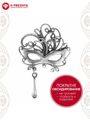 Брошь серебро 925 пробы, покрытие - оксидирование, без вставок