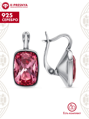 Серьги серебро 925 пробы, покрытие - оксидирование, вставка - ювелирное стекло европейской огранки