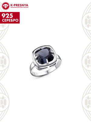 Кольцо серебро 925 пробы, покрытие - платинирование, вставка - ситалл собственной огранки