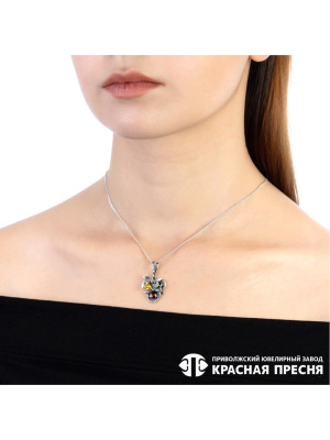 Подвеска серебро 925 пробы, покрытие - оксидирование, вставка - фианит (недрагоценный камень)