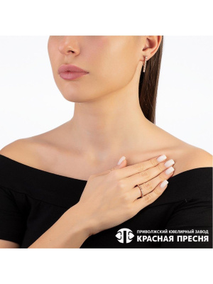 Серьги серебро 925 пробы, покрытие - золочение, вставка - фианит (недрагоценный камень)