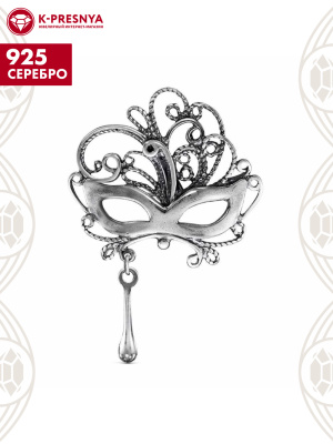 Брошь серебро 925 пробы, покрытие - оксидирование, без вставок