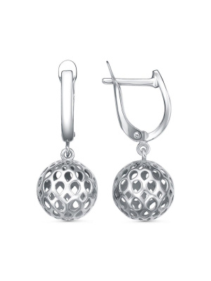 Серьги серебро 925 пробы, покрытие - платинирование, без вставок