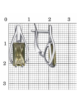 Серьги бижутерия, покрытие - платинирование, вставка - стекло ювелирное собственной огранки
