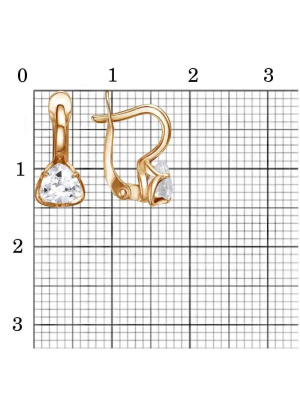 Серьги бижутерия, покрытие - золочение, вставка - фианит (недрагоценный камень)