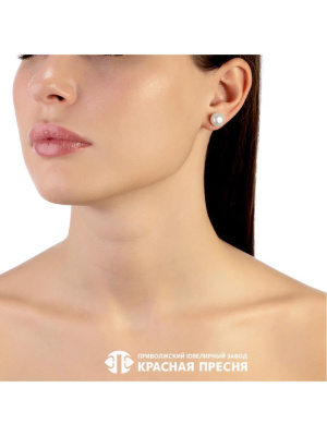 Серьги серебро 925 пробы, покрытие - золочение, вставка - культивированный жемчуг