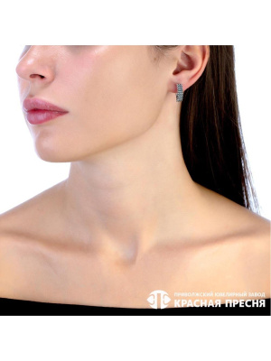 Серьги серебро 925 пробы, покрытие - оксидирование, без вставок