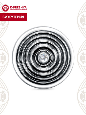 Брошь бижутерия, покрытие - серебрение с оксидированием, вставка - стекло ювелирное preciosa