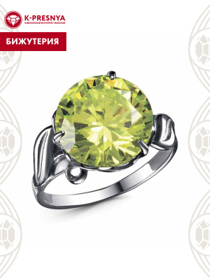 Кольцо бижутерия, покрытие - серебрение с оксидированием, вставка - фианит (недрагоценный камень)