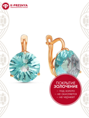 Серьги бижутерия, покрытие - золочение, вставка - стекло ювелирное собственной огранки