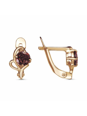 Серьги бижутерия, покрытие - золочение, вставка - фианит (недрагоценный камень)