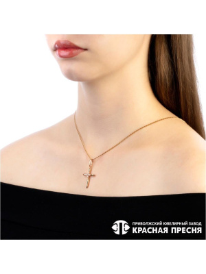 Подвеска серебро 925 пробы, покрытие - золочение, вставка - фианит (недрагоценный камень)