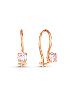 Серьги бижутерия, покрытие - золочение, вставка - фианит (недрагоценный камень)