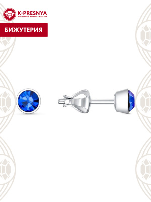 Серьги бижутерия, покрытие - серебрение, вставка - стекло ювелирное preciosa