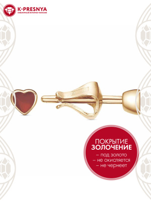 Серьги серебро 925 пробы, покрытие - золочение, отделка - эмаль, без вставок