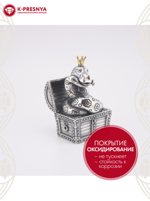 Сувенир серебро 925 пробы, покрытие - оксидирование, выборочное золочение, без вставок